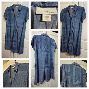 J.JILL DENIM SMALL V CUT BLUE CLUE LESS FRIENDS  DENIM DRESS